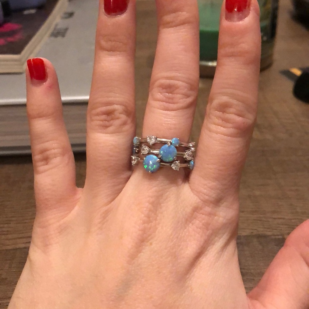 Stackable Opal Sterling Silver Rings - image 3